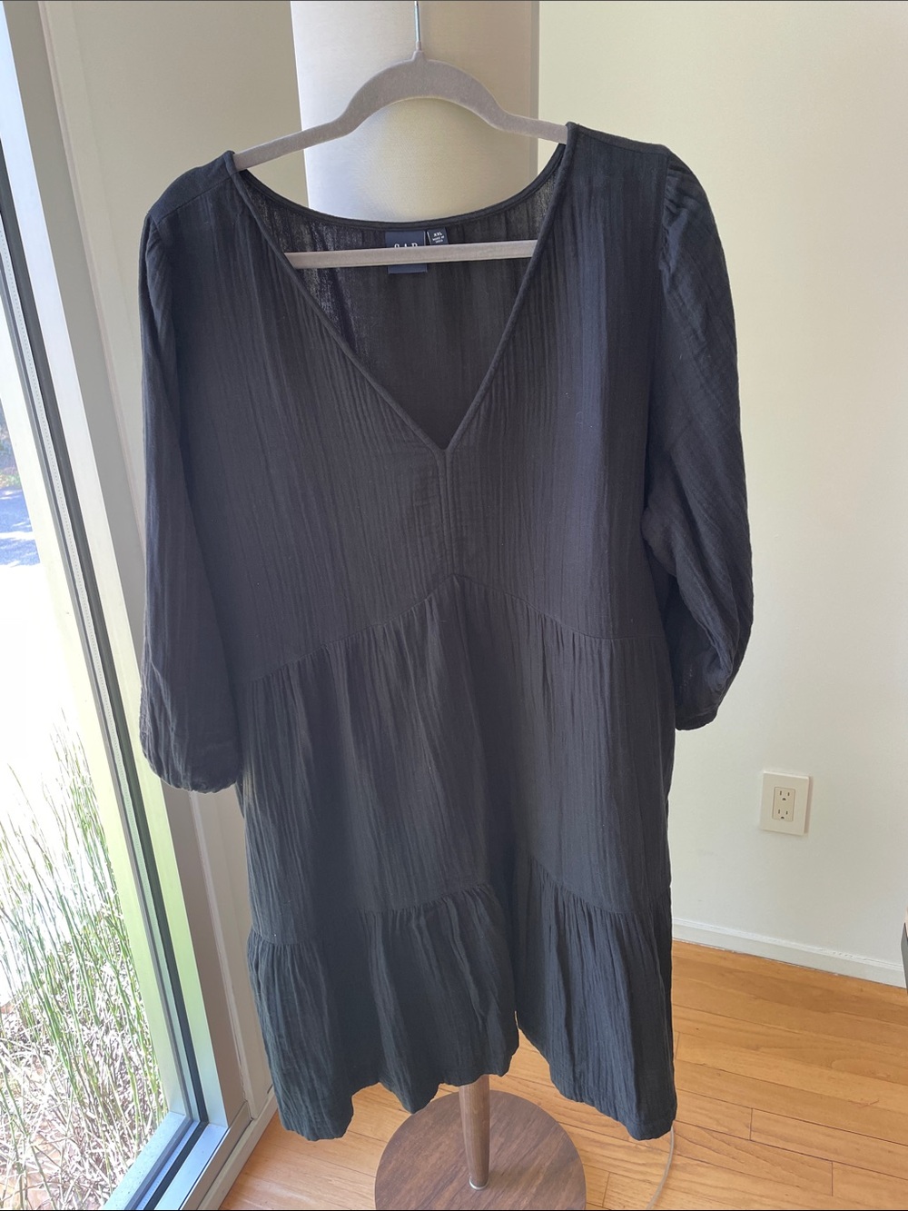 GAP Black V-Neck Tiered Tunic Dress